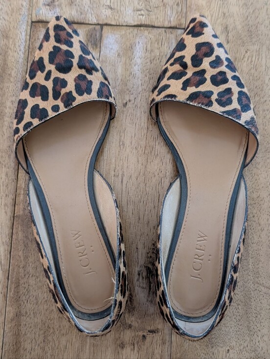 J. Crew Shoes - J. Crew Leopard Print Pointed D'Orsay Flats - Tan & Black